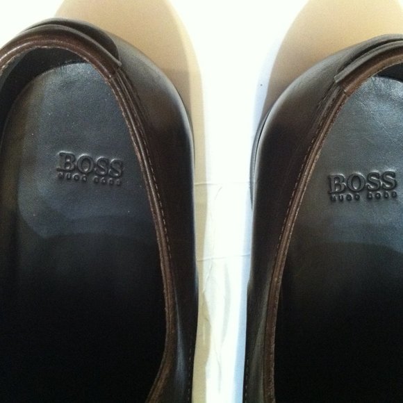 HUGO BOSS MEN\'S NEW DARK BROWN LEATHER OXFORD DRESS SHOES SIZE: 9M main image 4
